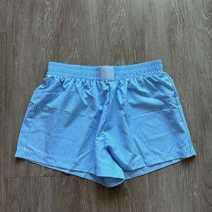 Never worn! Medium pinstripe boxer style shorts